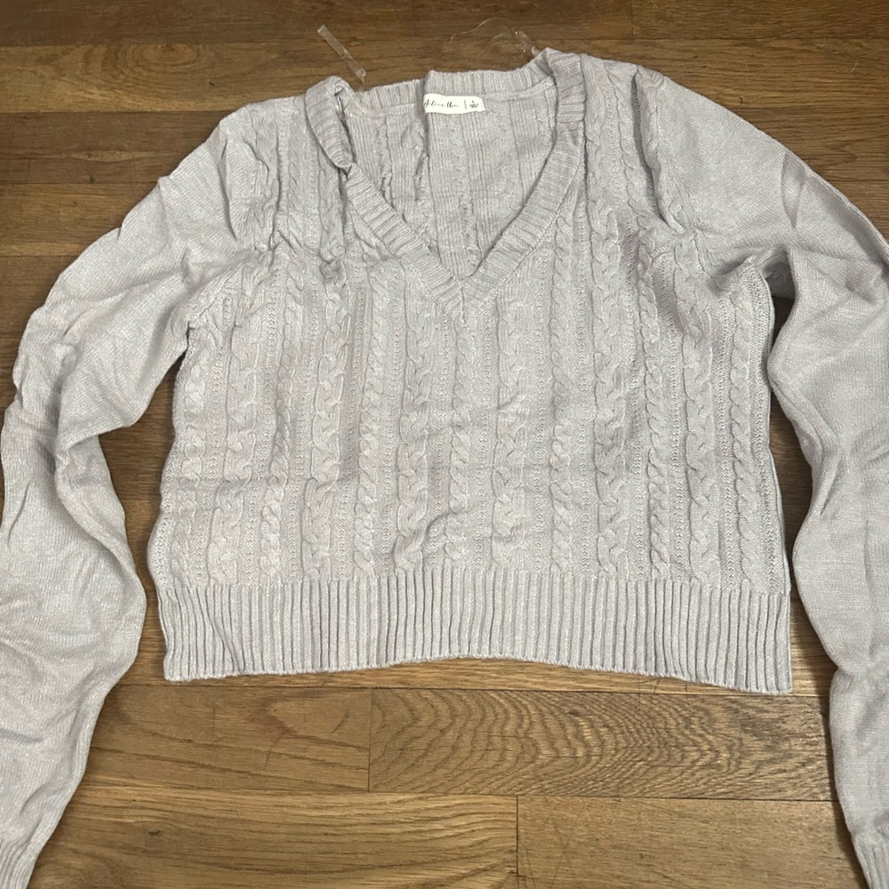 Active USA Light Gray V-Neck Sweater